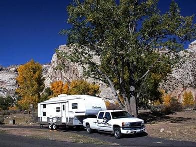 Large RV in Split Mountain Campground.