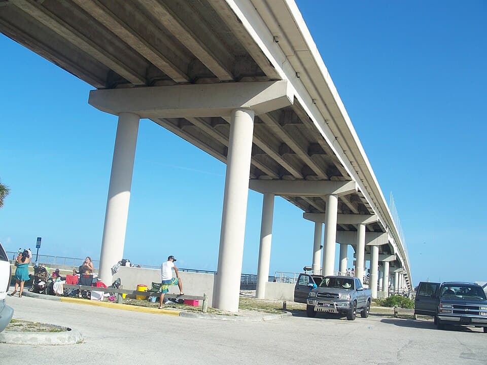 Anglers fishing under the A1A bridge at Sebastian Inlet State Park