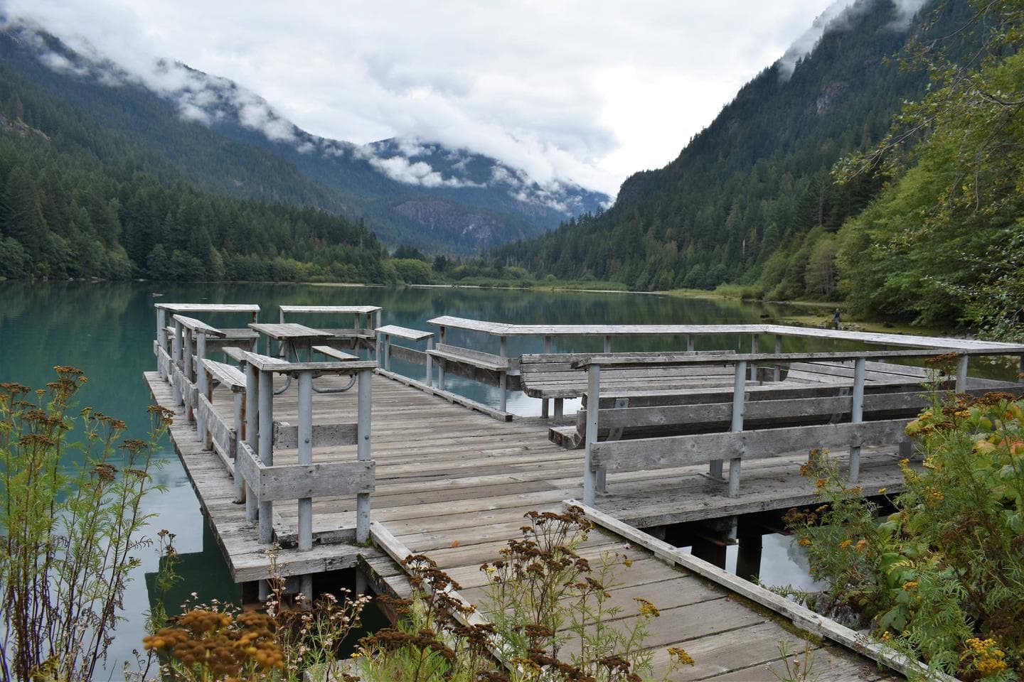 Fishing pier on the shores of Diablo Lake