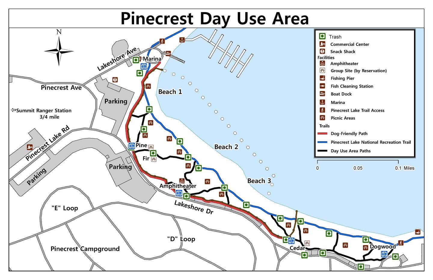 Map of the Pinecrest Day Use Area