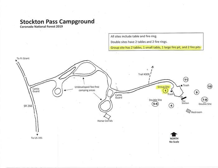 Stockton Pass Group Site Map