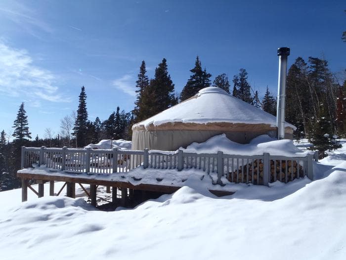 Winter view of yurt
