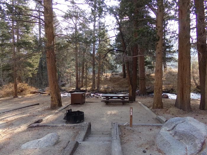 Campsite by the creek at Bishop Park