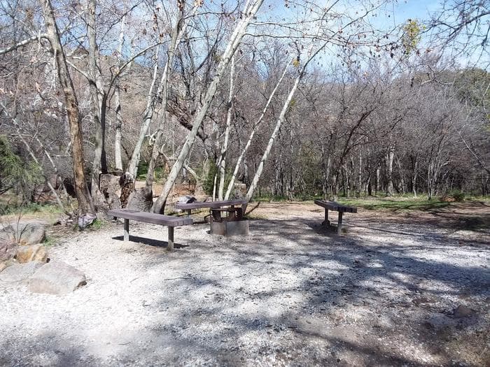 Group area around a fire pit.