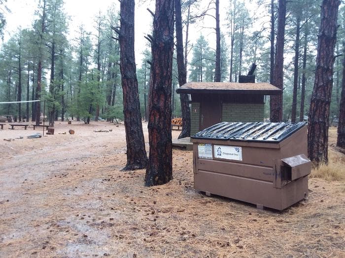 Upper Wolf Campsite Trash Collection in front of Restrooms