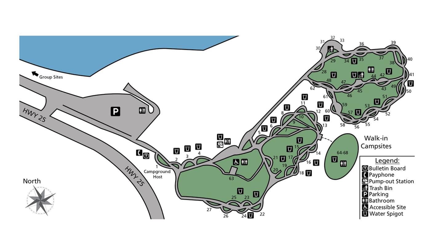 Fort Spokane Campground site map