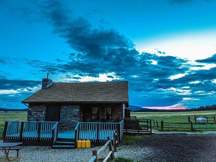 Kendrick Cabin sunset in August