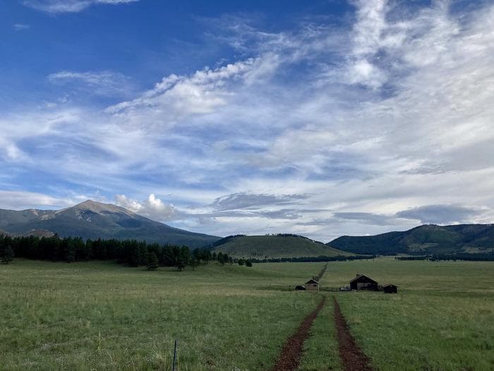 Kendrick Cabin showing Kendrick Park and Humphreys Peak in August