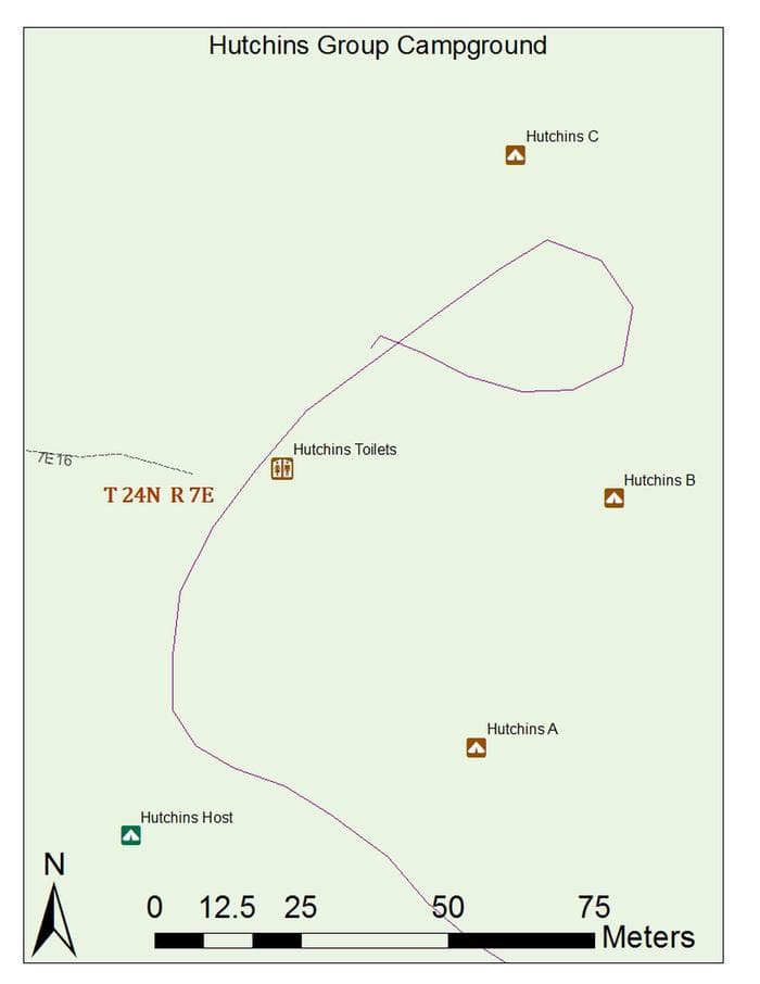 Map of Hutchins Campground