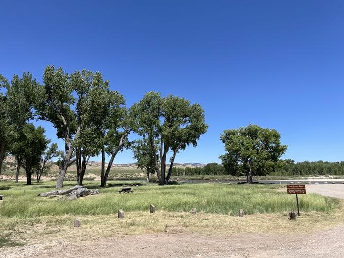 A photo of the Deerlodge Park Campground with Fremont Cottonwood trees