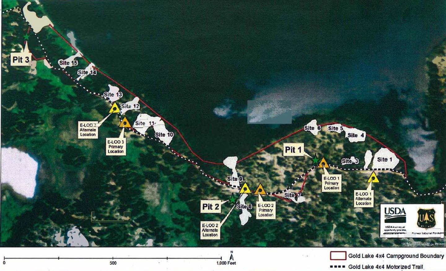 Map view of Gold Lake 4X4 Campground