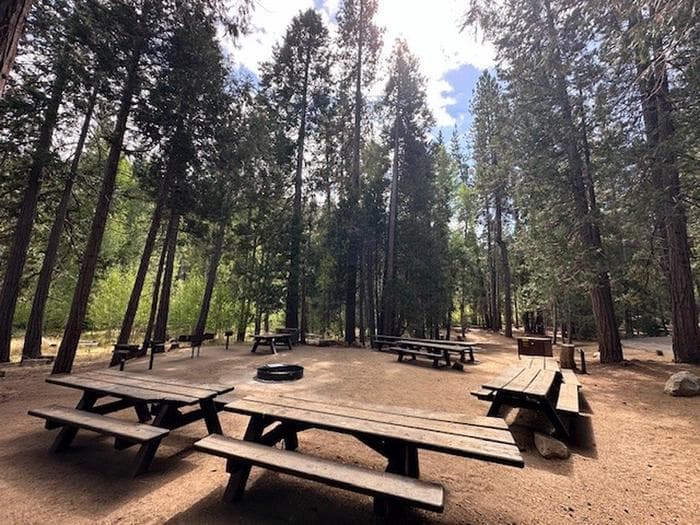 Picnic table area at Aspen Hollow Group Site